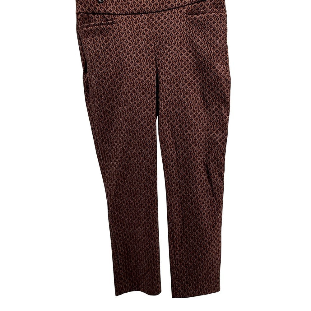 Beautiful Chicos Pants Size 1 R‎ Brown Geometric Print Straight Leg Stretch